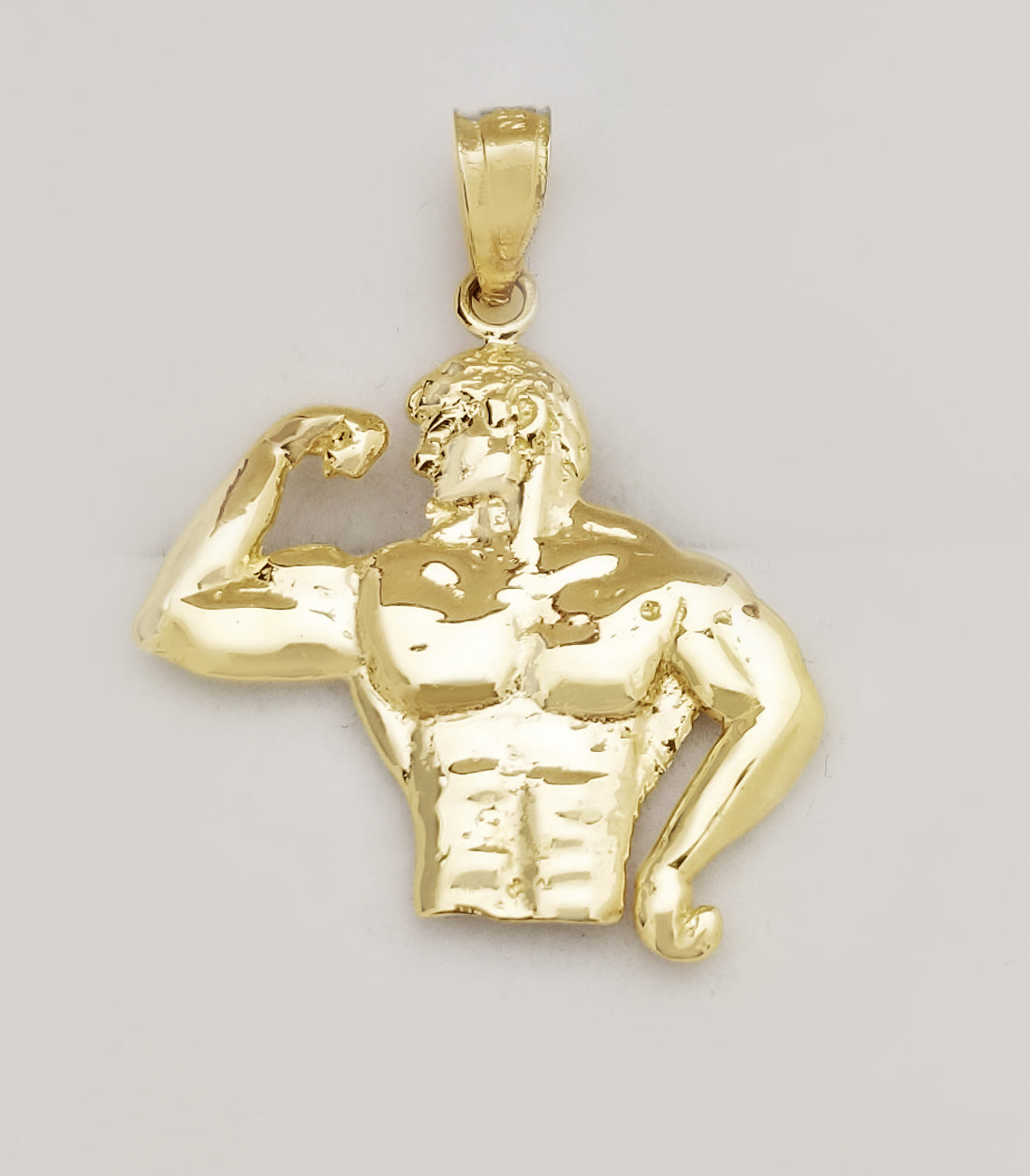 10k Yellow Gold Bodybuilder Necklace Pendant Waist Up Pendant