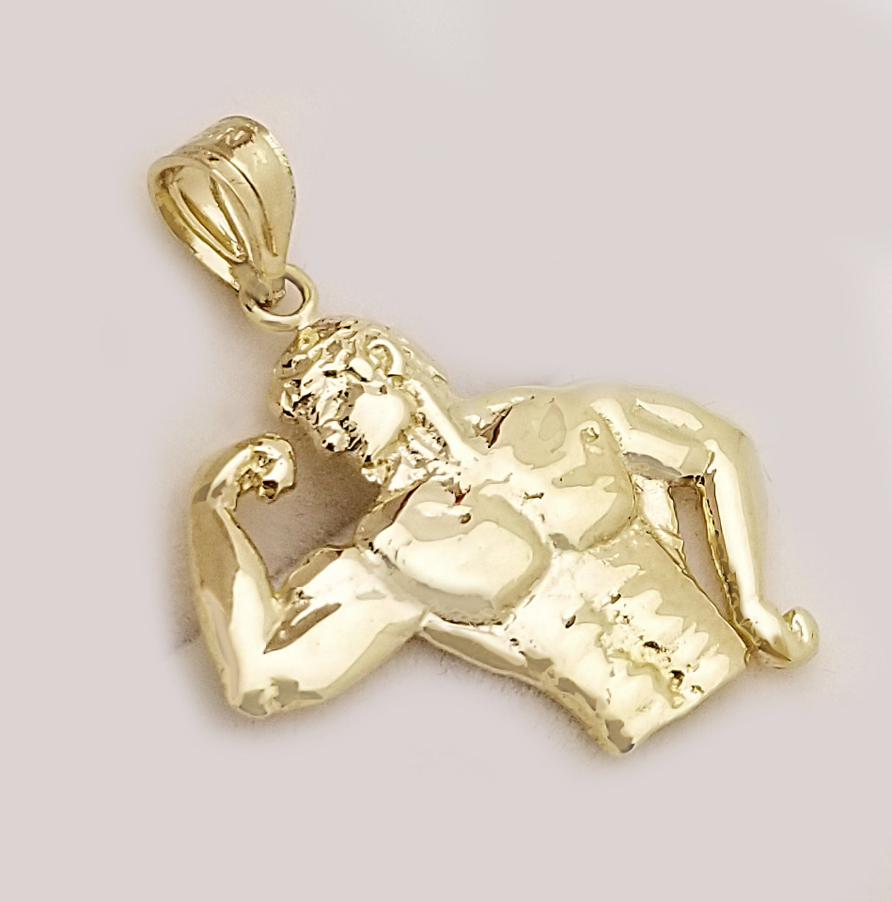10k Yellow Gold Bodybuilder Necklace Pendant Waist Up Pendant
