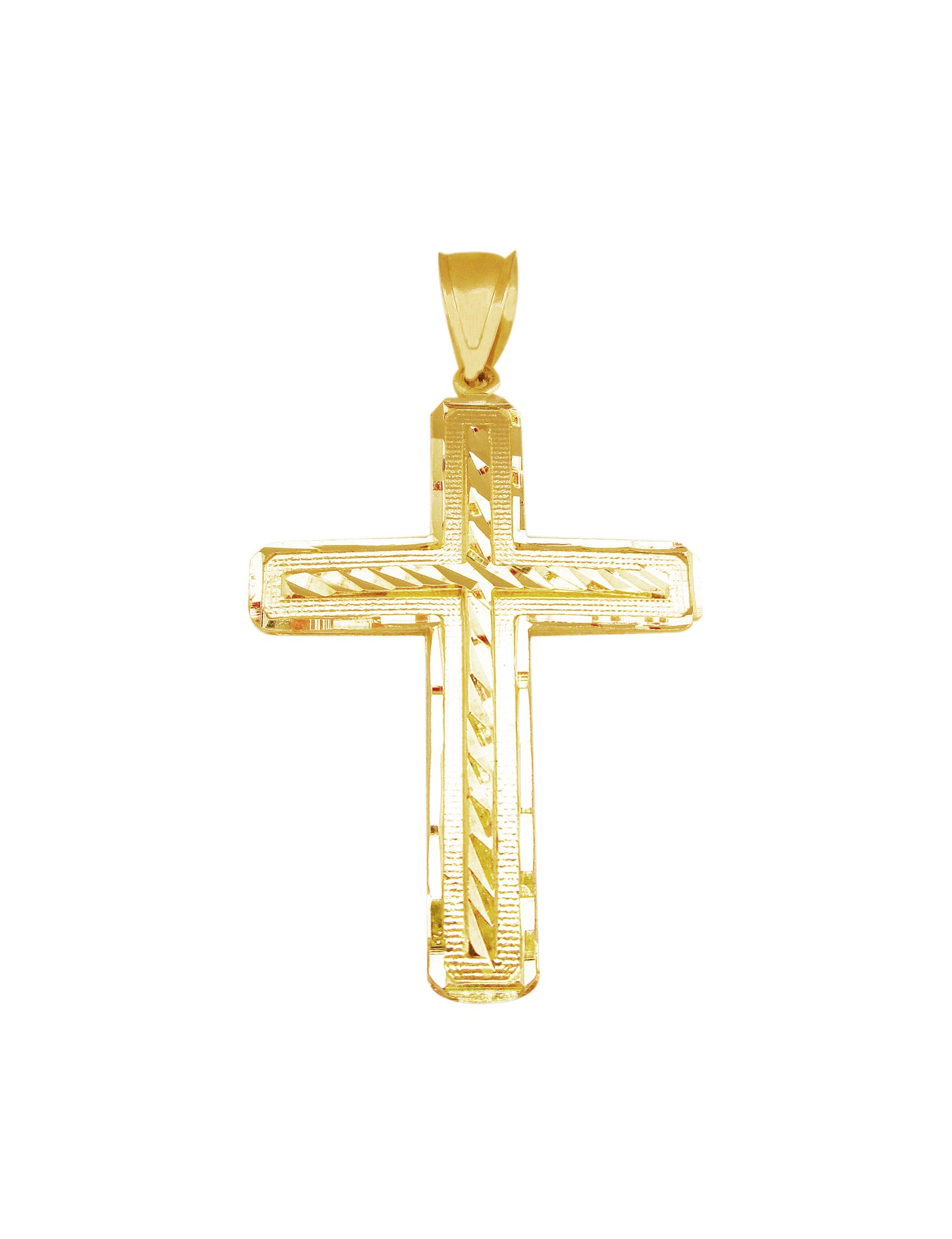 Mens 10k Yellow Gold Diamond Cut Cross Pendant Gold Crucifix Charm