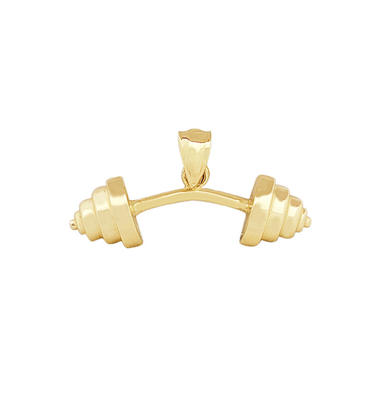10K Gold Dumbbell Pendant Necklace for Men & Women, Fitness Jewelry Gym Weightlifting Barbell Charm, Workout Enthusiast Gift