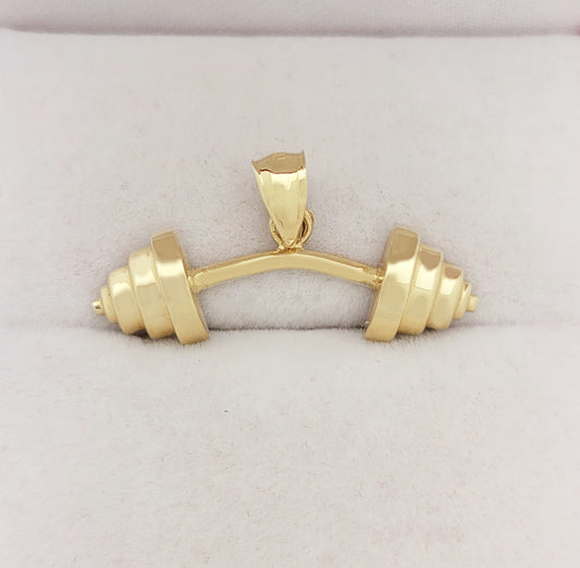 10K Gold Dumbbell Pendant Necklace for Men & Women, Fitness Jewelry Gym Weightlifting Barbell Charm, Workout Enthusiast Gift