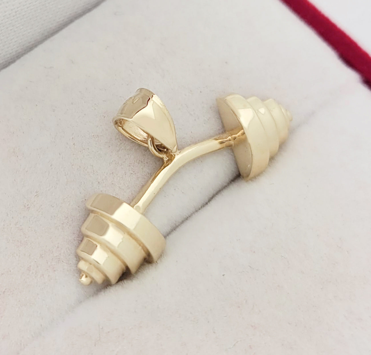 10K Gold Dumbbell Pendant Necklace for Men & Women, Fitness Jewelry Gym Weightlifting Barbell Charm, Workout Enthusiast Gift