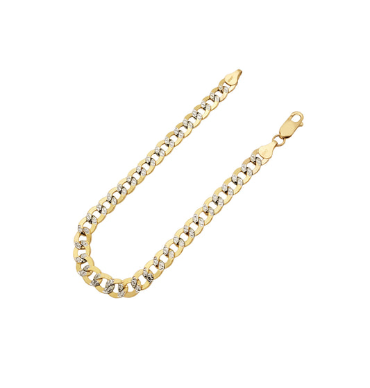 10K Yellow Gold Cuban Link Bracelet For Men 7 mm Cuban Chain Bracelet 8 inch