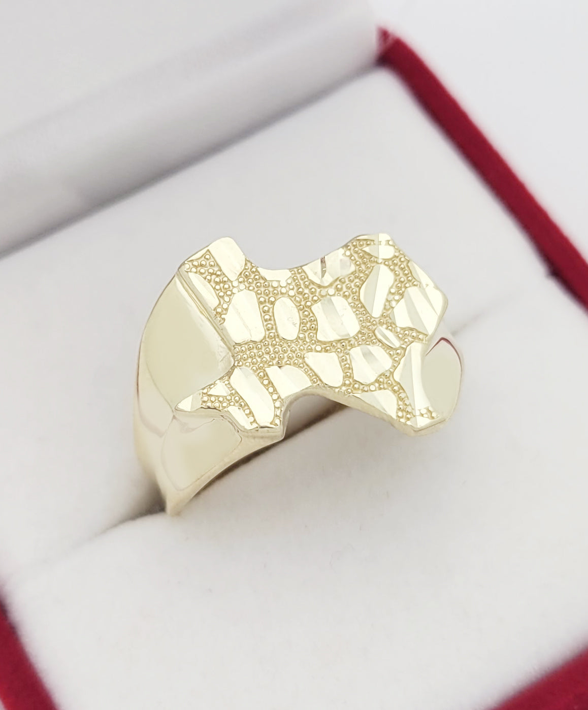 10K Yellow Gold Nugget Texas State Ring