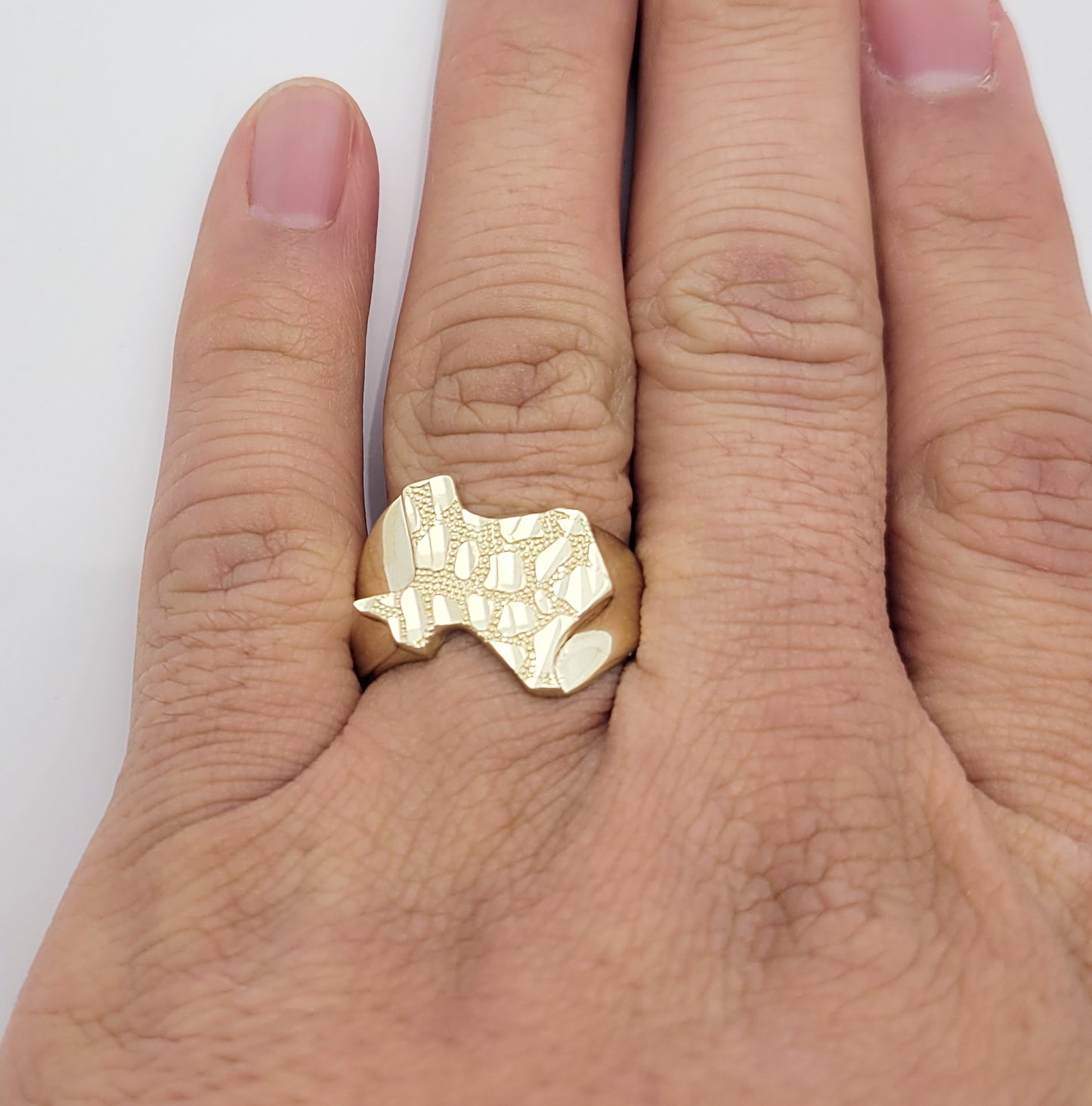 10K Yellow Gold Nugget Texas State Ring