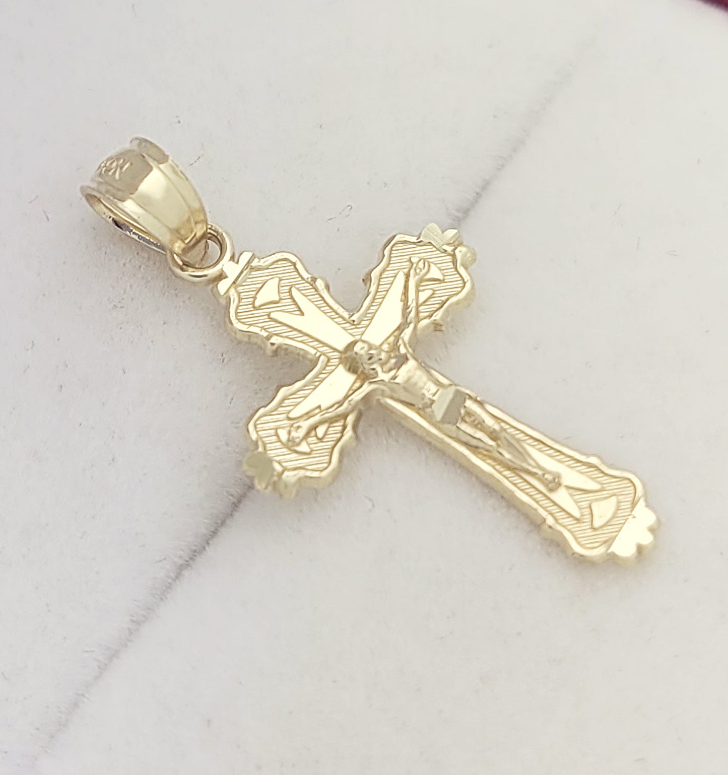 10K Yellow Gold Small Cross Necklace Pendant Crucifix Charm