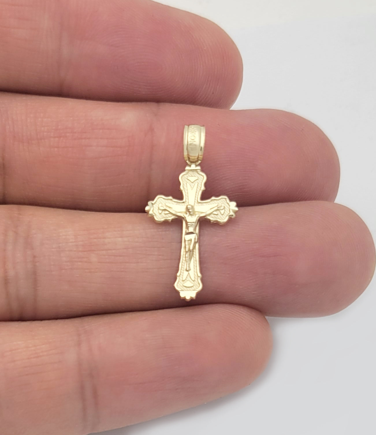 10K Yellow Gold Small Cross Necklace Pendant Crucifix Charm