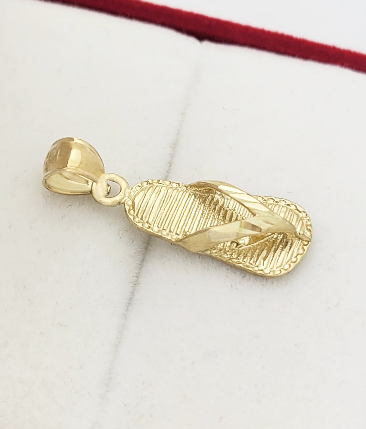 10K Yellow Gold Flip Flop Sandal Necklace Pendant Flip Flop Charm
