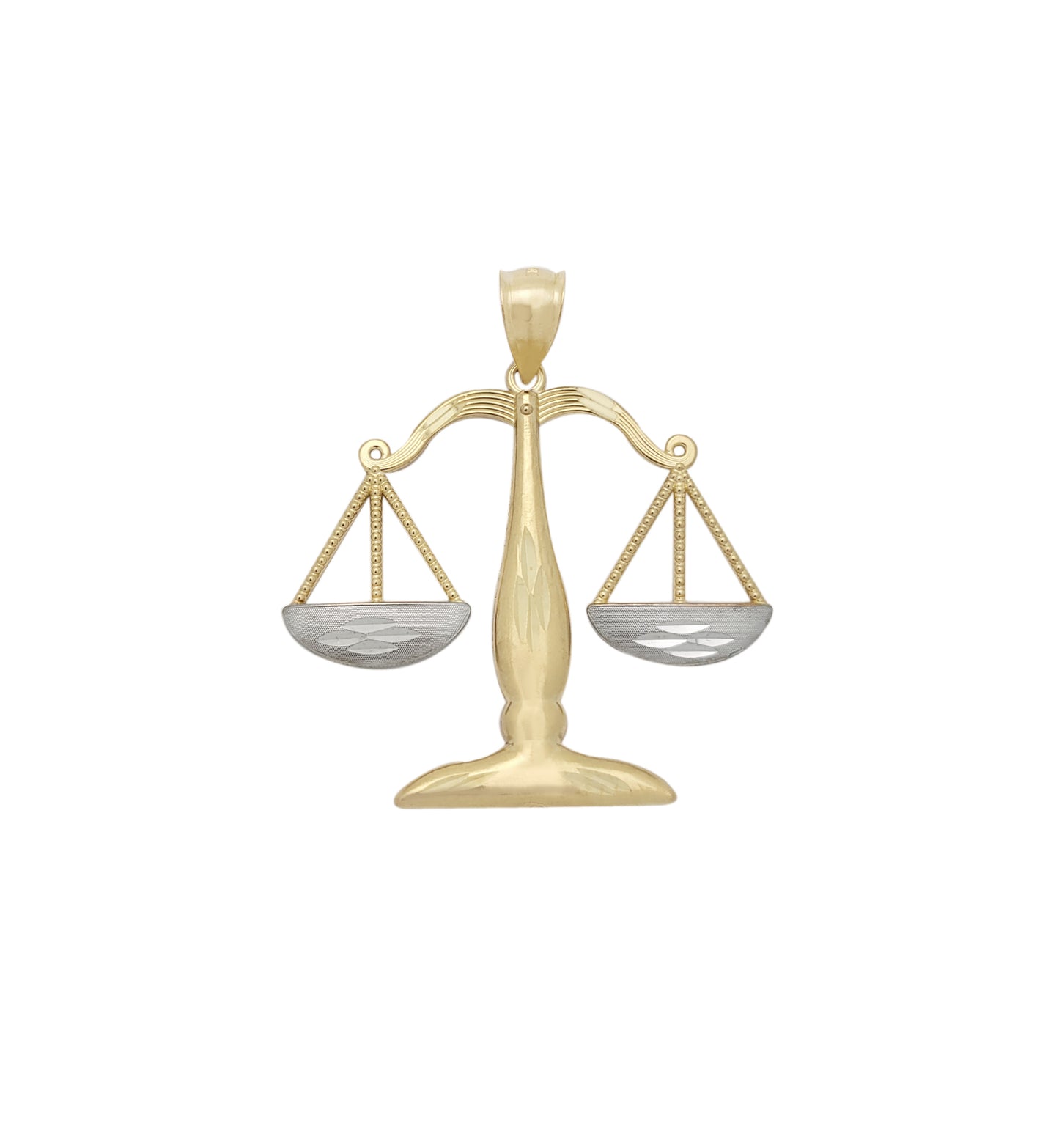 10K Gold Libra Scales of Justice Zodiac Pendant Necklace Charm for Men