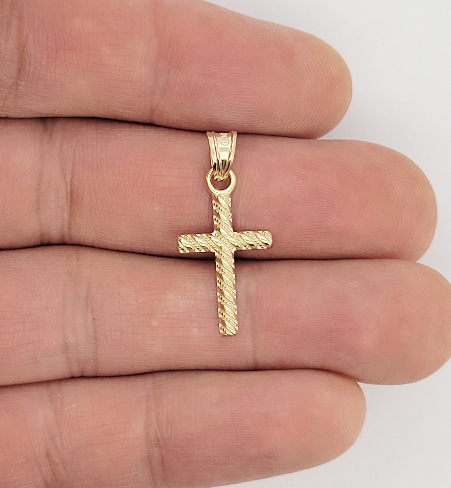 10K Yellow Gold Cross Necklace Pendant Small Cross Charm