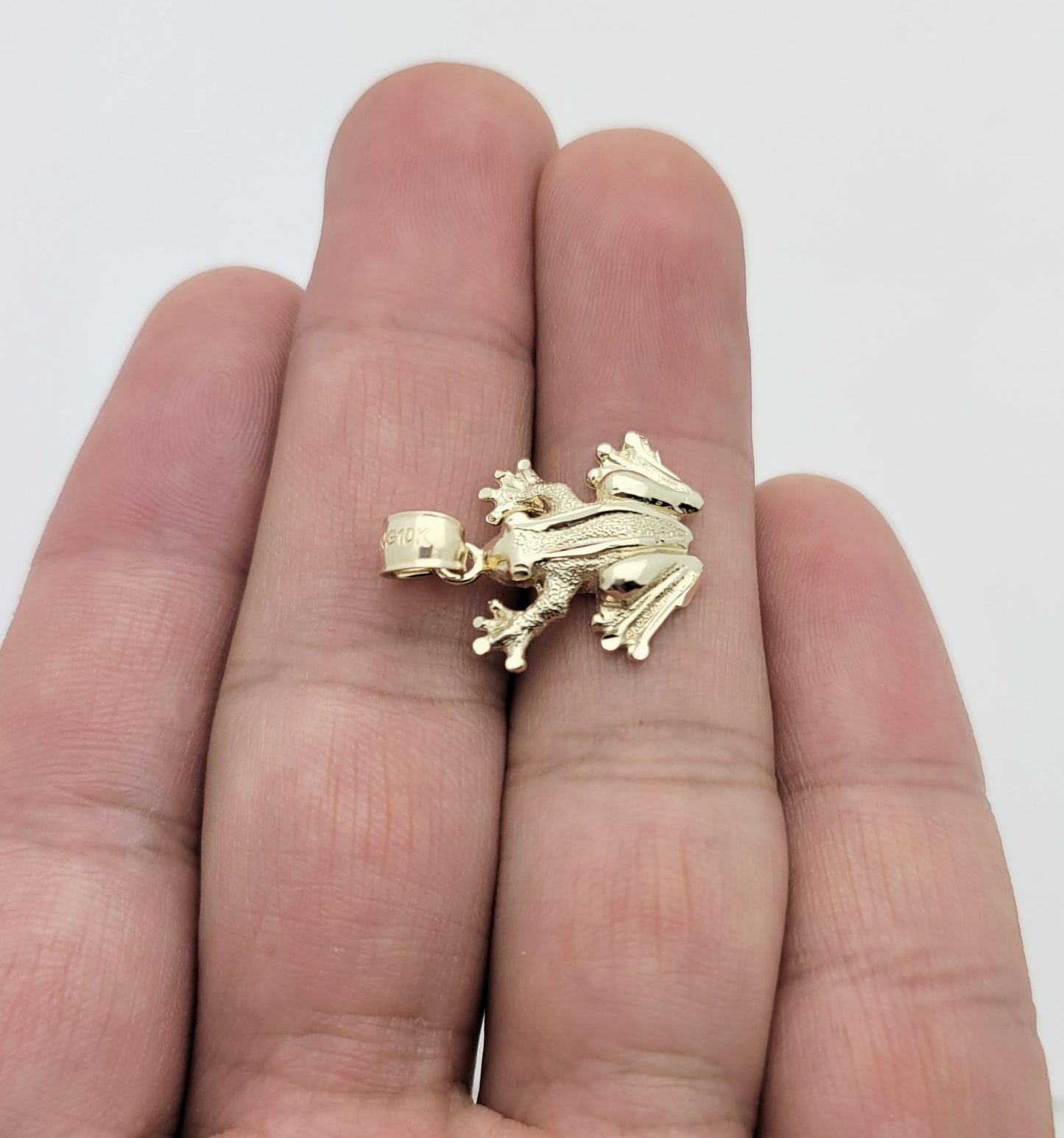 10K Yellow Gold Frog Charm Pendant
