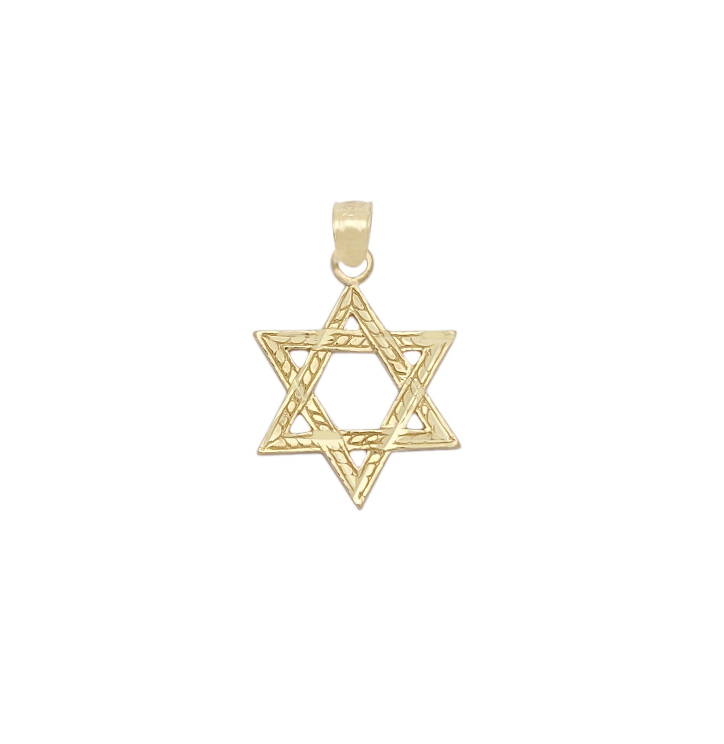 10K Yellow Gold Star of David Pendant, Textured Magen David Jewish Charm for Necklace, Religious Jewelry Gift for Women & Kids