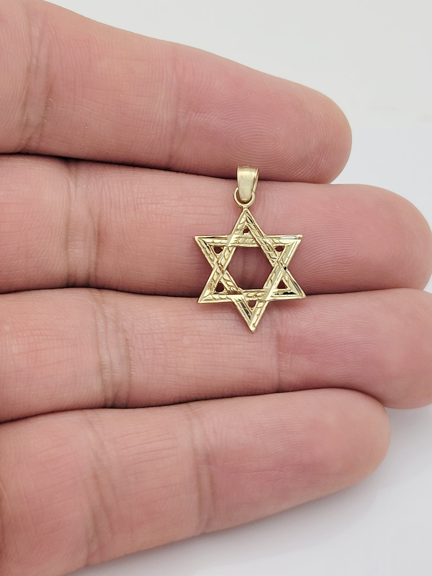 10K Yellow Gold Star of David Pendant, Textured Magen David Jewish Charm for Necklace, Religious Jewelry Gift for Women & Kids