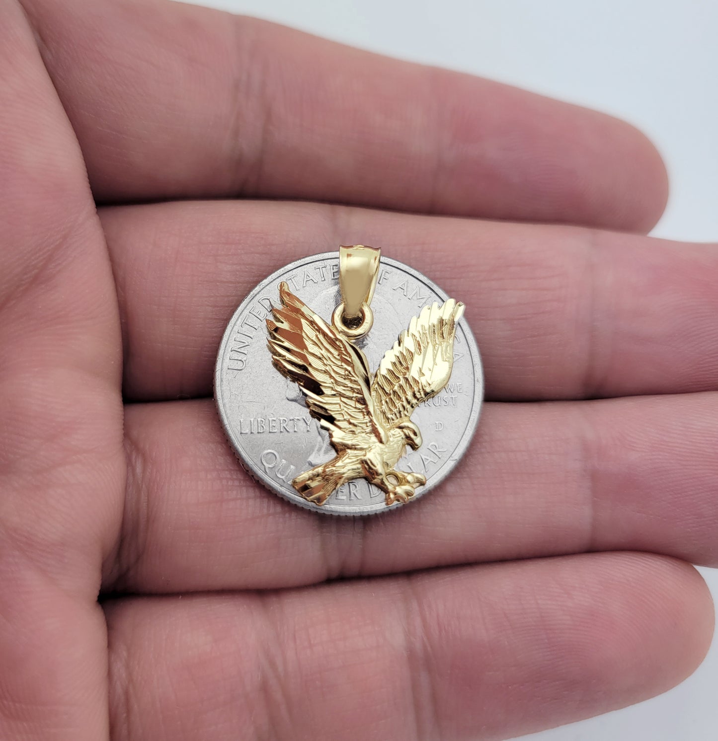 10K Yellow Gold American Eagle Pendant Eagle Charm