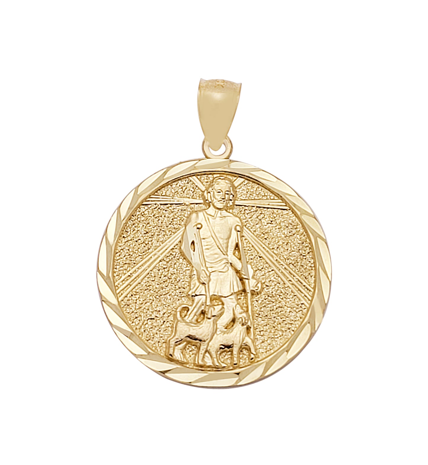 10K Yellow Gold Saint Lazarus Pendant Charm Patron Lazarus Medallion