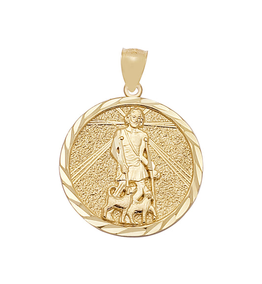 10K Yellow Gold Saint Lazarus Pendant Charm Patron Lazarus Medallion
