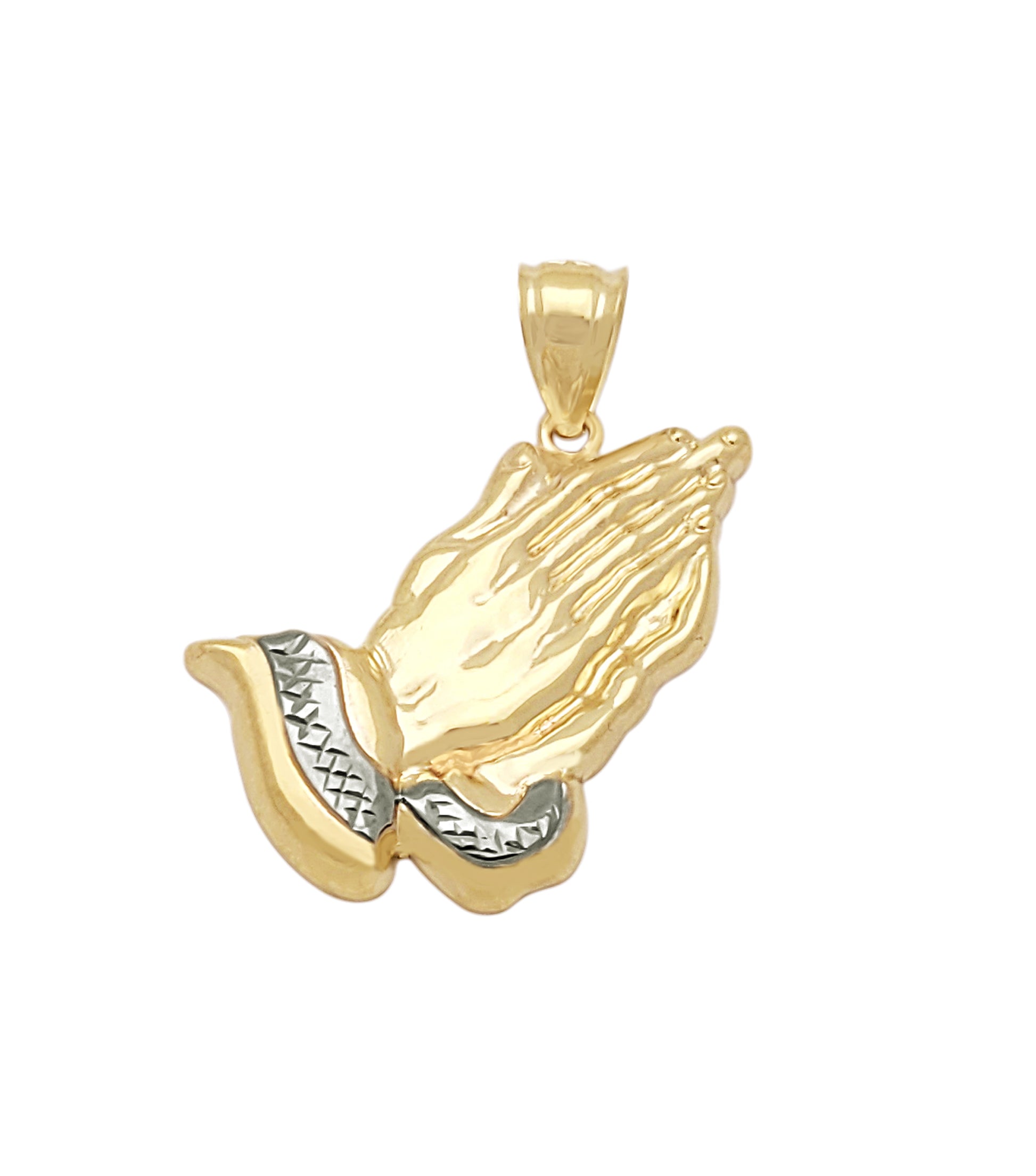 10k Yellow Gold Praying Hands Prayers Hands Pendant 1.5 in x 1.0 in - Stunu jewelry