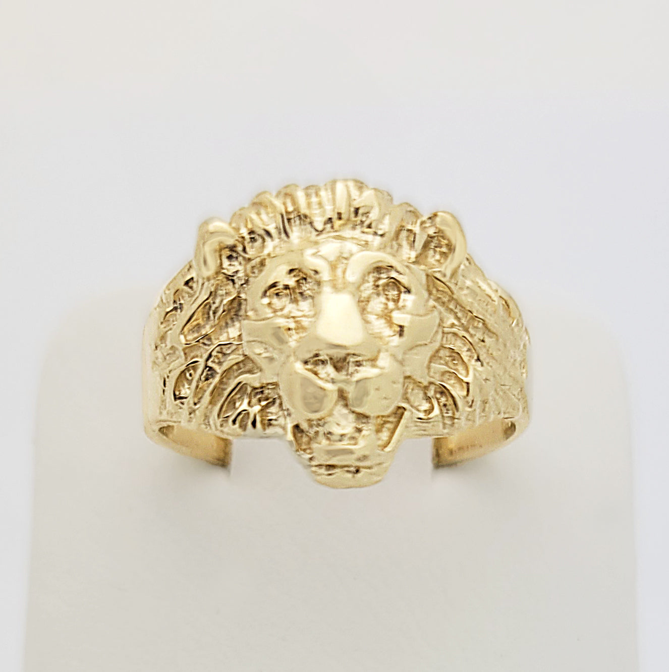 Women's Lion Head Ring 10K Yellow Gold Lion Face Ring Size 5