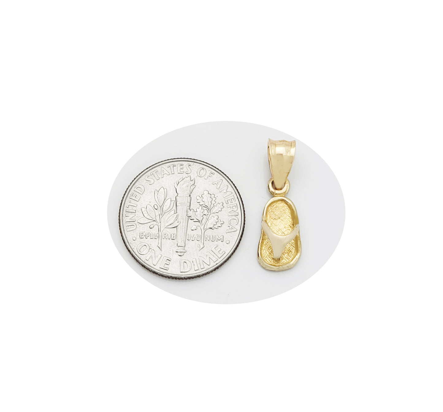10K Yellow Gold Flip Flop Sandal Necklace Pendant Flip Flop Tiny Charm