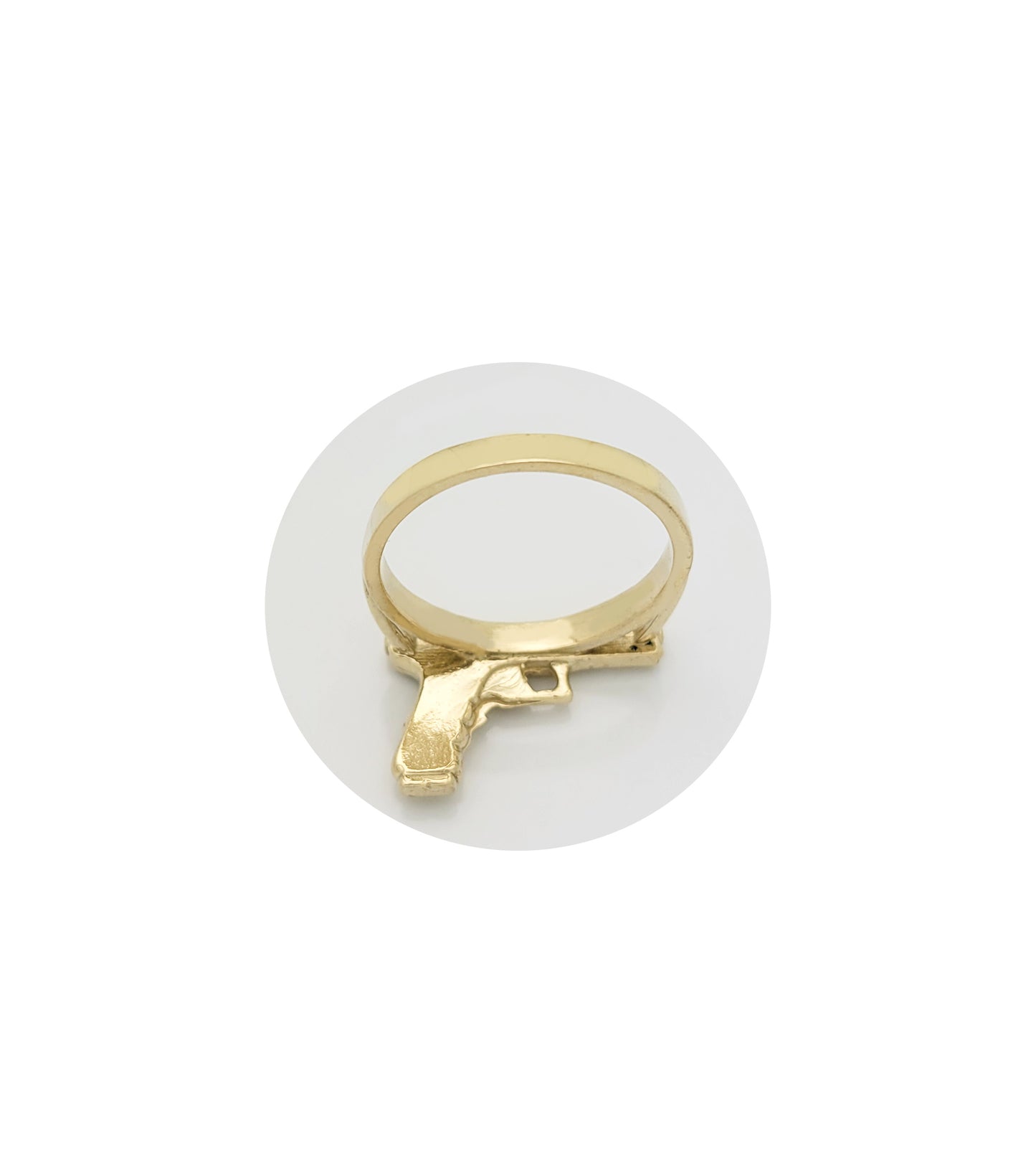 10K Yellow Gold Hand Gun Ring Gold Pistol Ring For Men