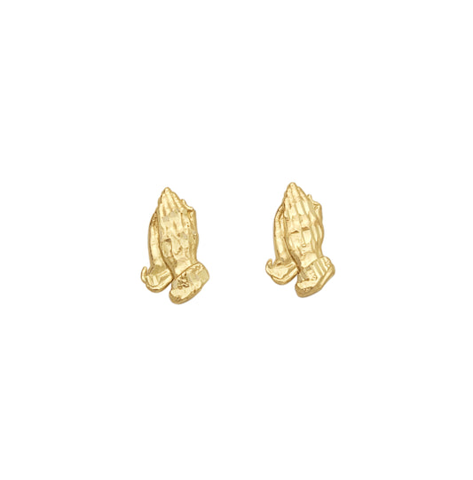 10K Yellow Gold Praying Hands Earrings 13 mm x 7.5 mm - Stunu jewelry