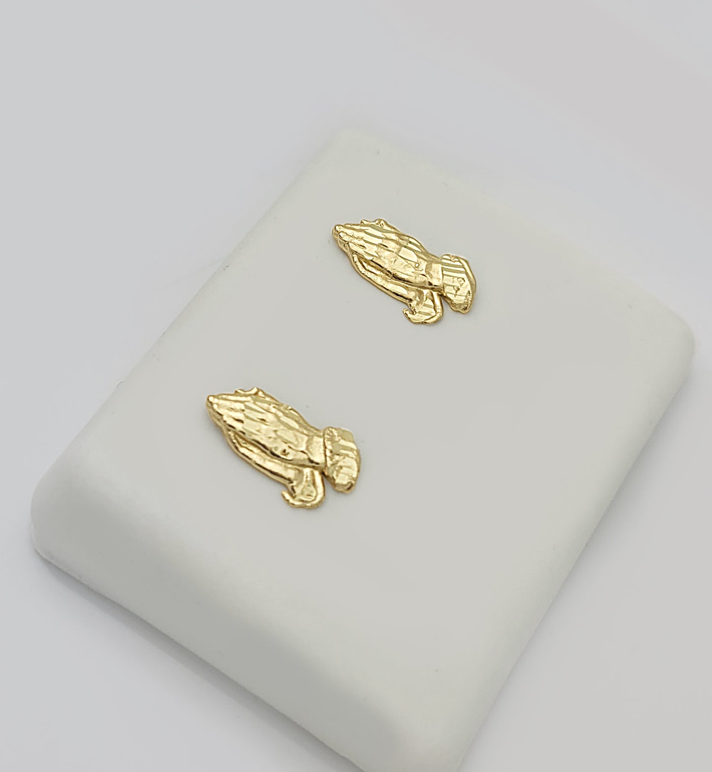 10K Yellow Gold Praying Hands Earrings 13 mm x 7.5 mm - Stunu jewelry