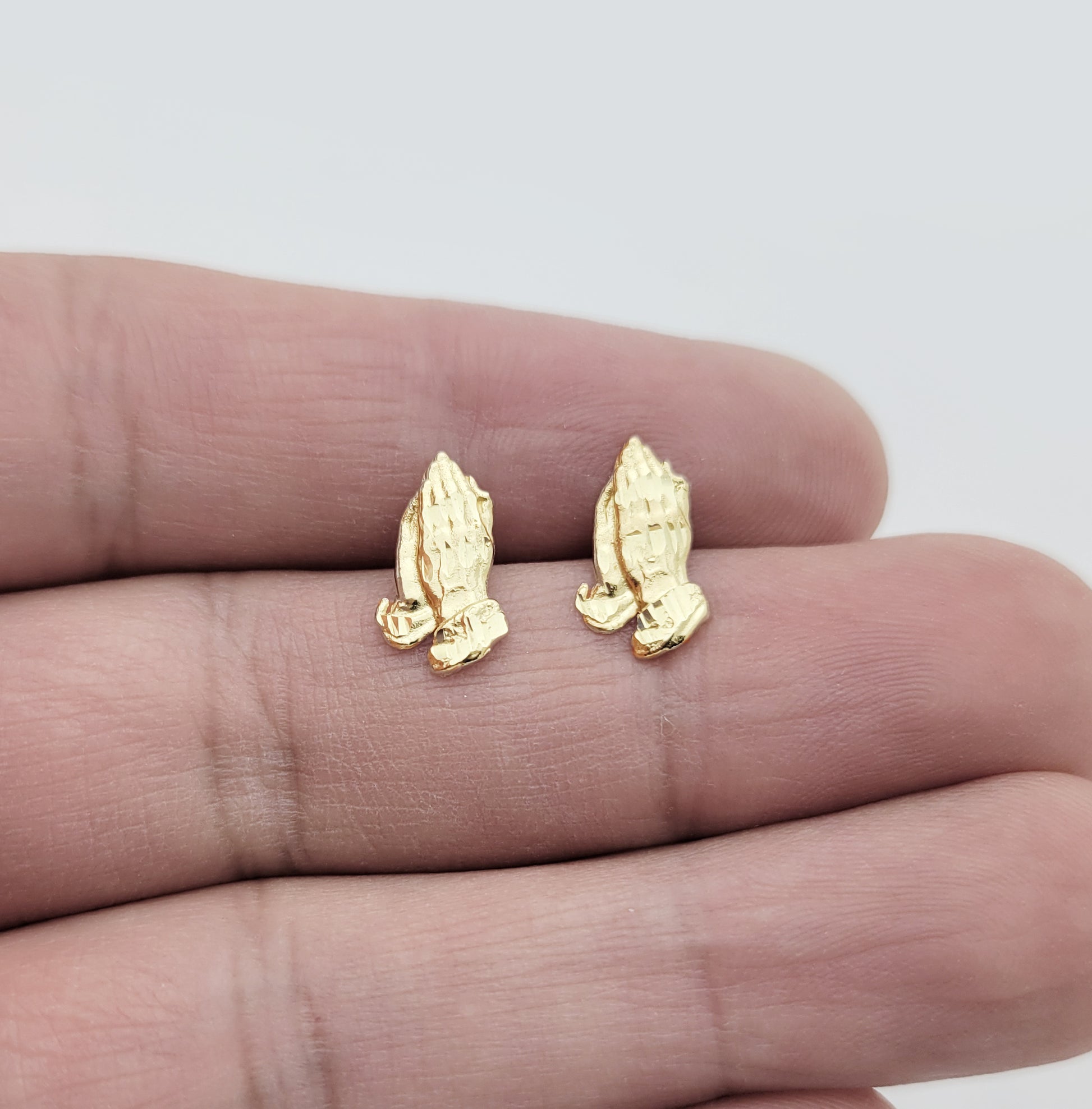 10K Yellow Gold Praying Hands Earrings 13 mm x 7.5 mm - Stunu jewelry
