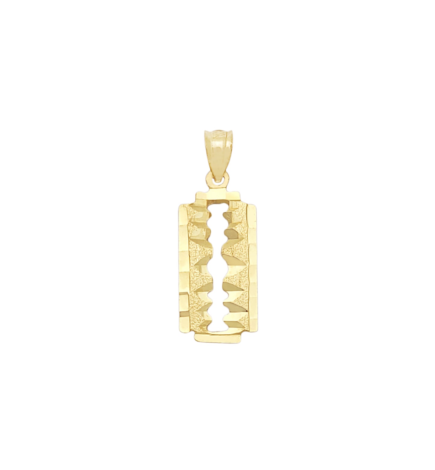 10K Yellow Gold Razor Blade Necklace Pendant Charm