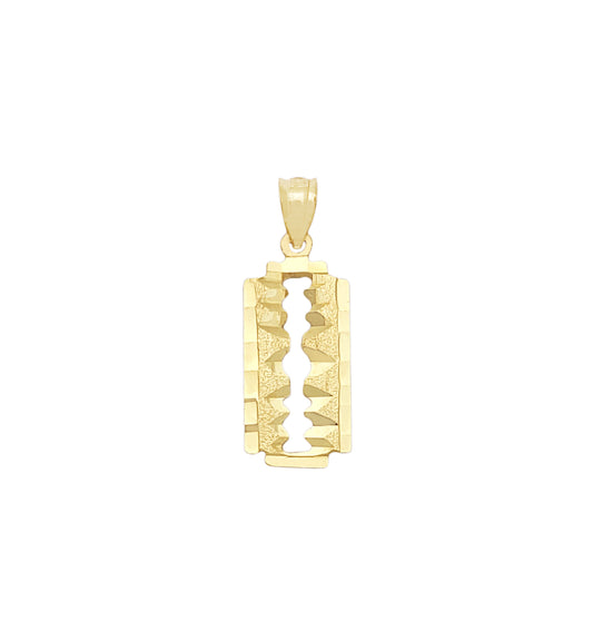 10K Yellow Gold Razor Blade Necklace Pendant Charm
