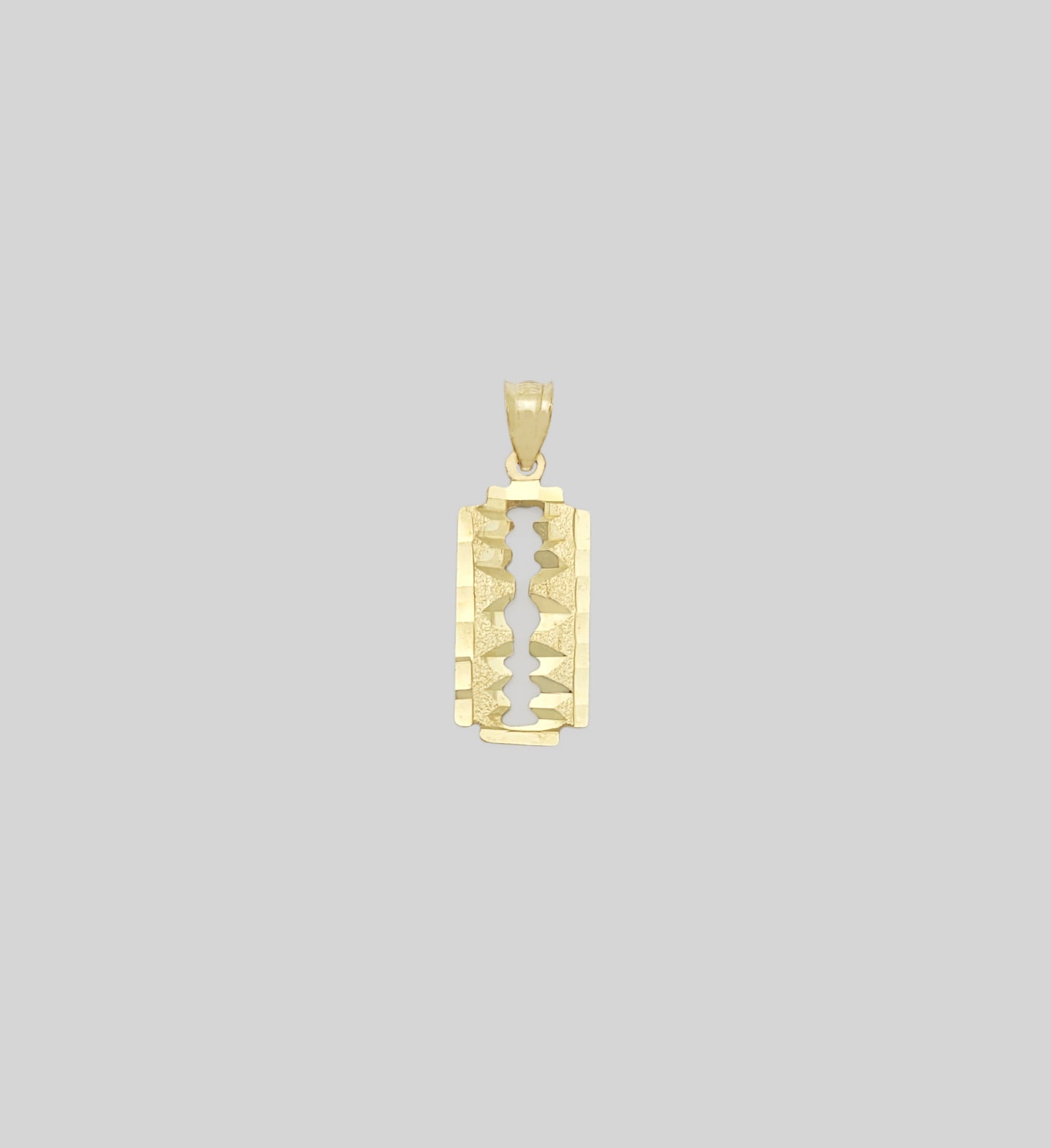 10K Yellow Gold Razor Blade Necklace Pendant Charm