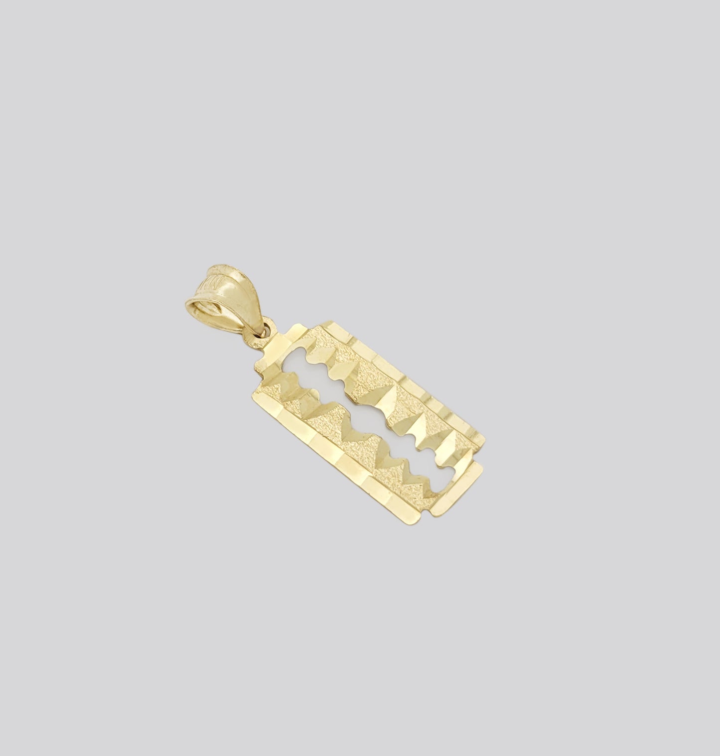 10K Yellow Gold Razor Blade Necklace Pendant Charm