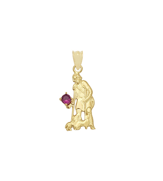10K Yellow Gold Saint Lazarus Pendant Charm Patron Pendant St. Lazarus 1.0 in