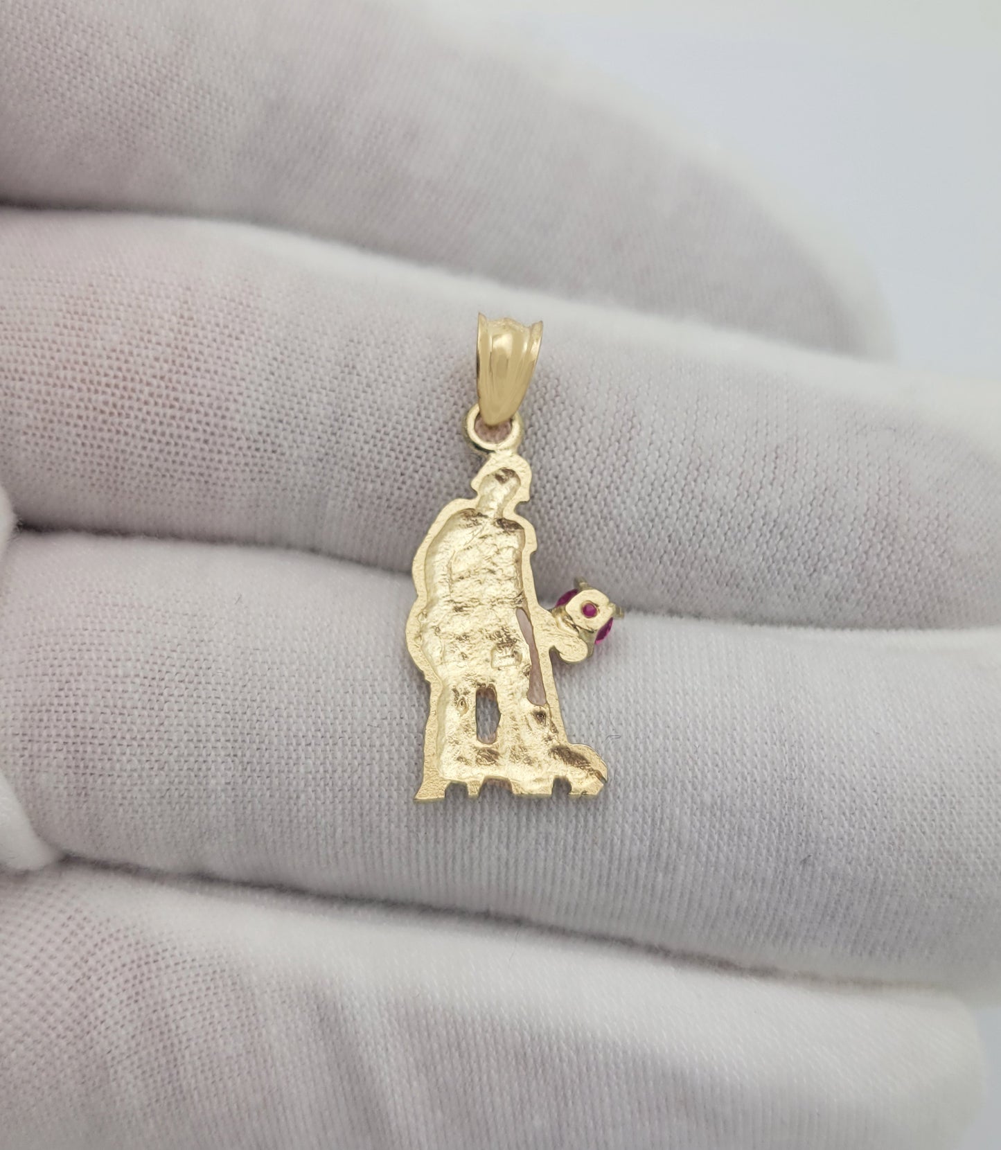10K Yellow Gold Saint Lazarus Pendant Charm Patron Pendant St. Lazarus 1.0 in
