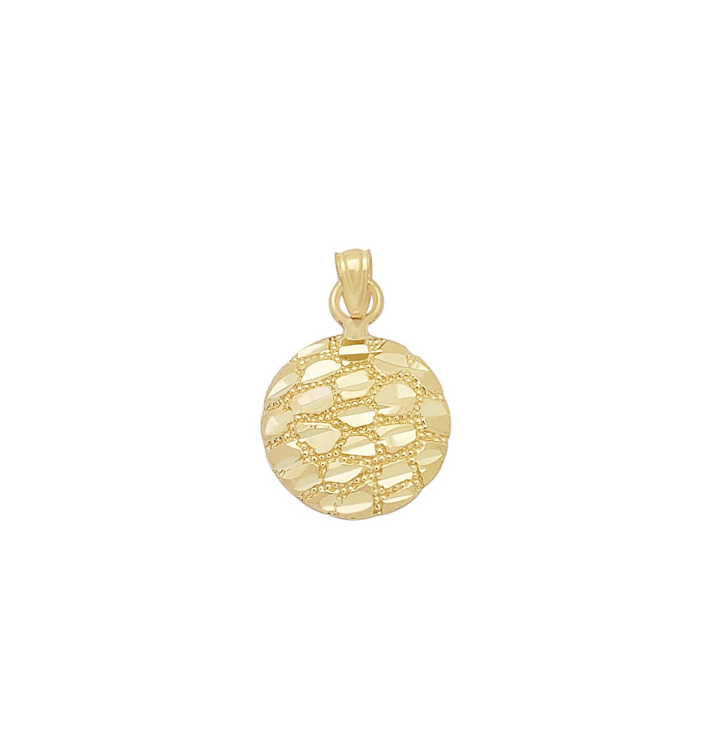 10k Yellow Gold Round Nugget Pendant Nugget Charm 14mm(0.55 inch) Diameter
