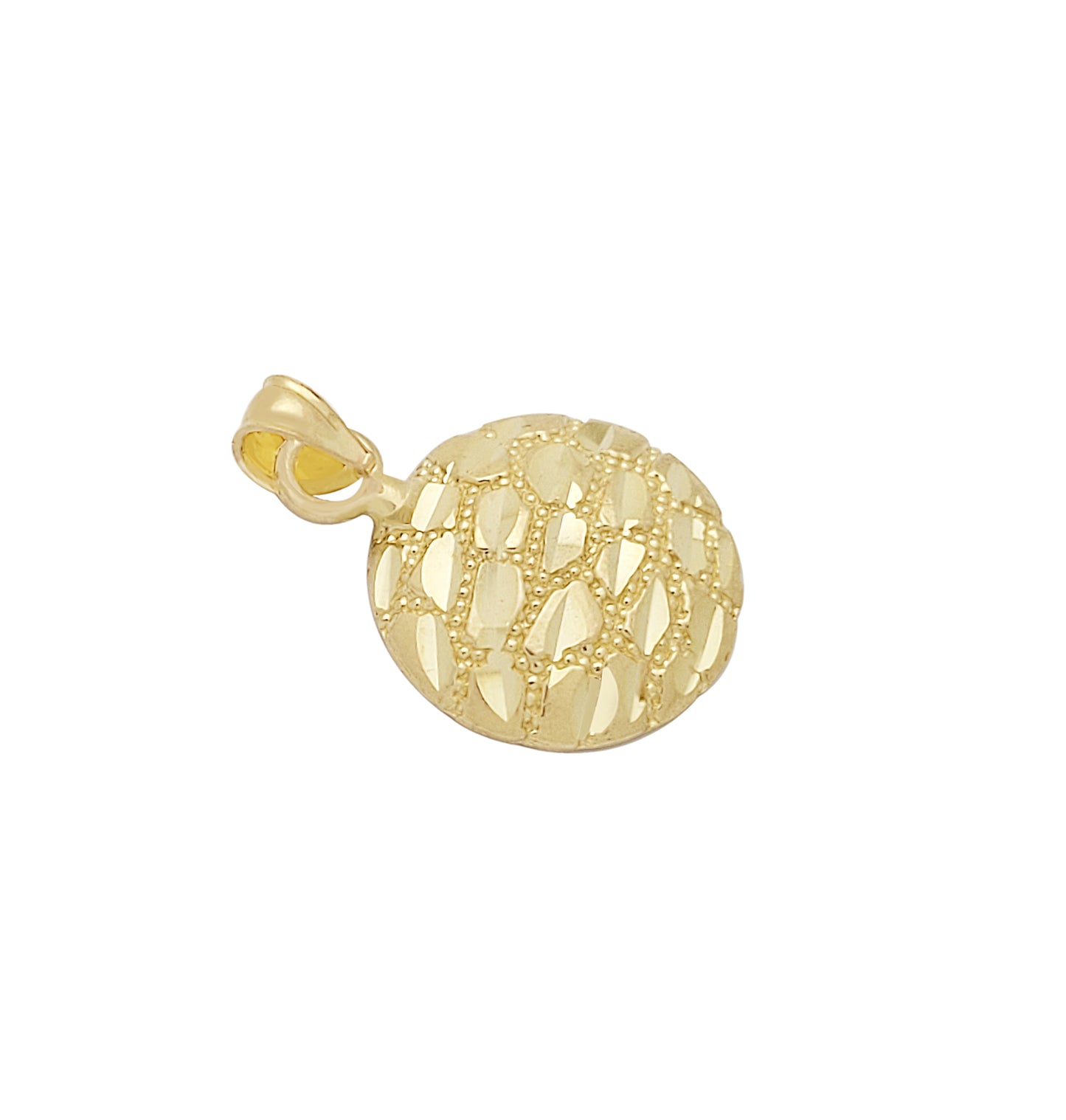 10k Yellow Gold Round Nugget Pendant Nugget Charm 14mm(0.55 inch) Diameter