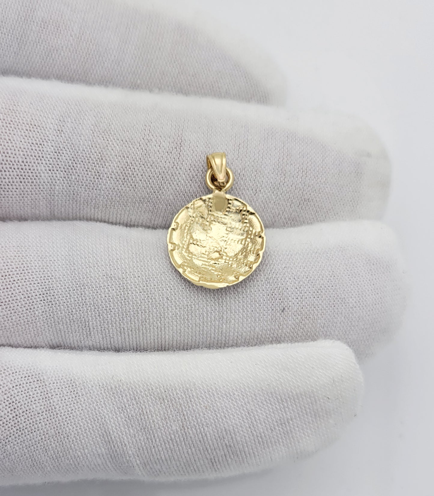 10k Yellow Gold Round Nugget Pendant Nugget Charm 14mm(0.55 inch) Diameter