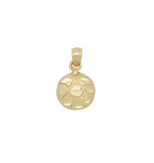 10k Yellow Gold Round Nugget Pendant Nugget Charm 10mm(0.4 inch) Diameter