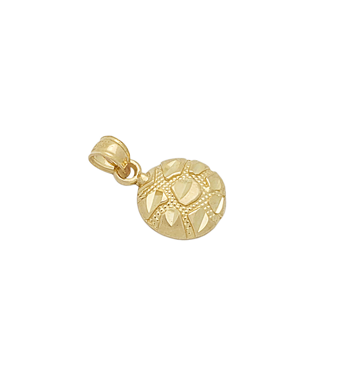 10k Yellow Gold Round Nugget Pendant Nugget Charm 10mm(0.4 inch) Diameter