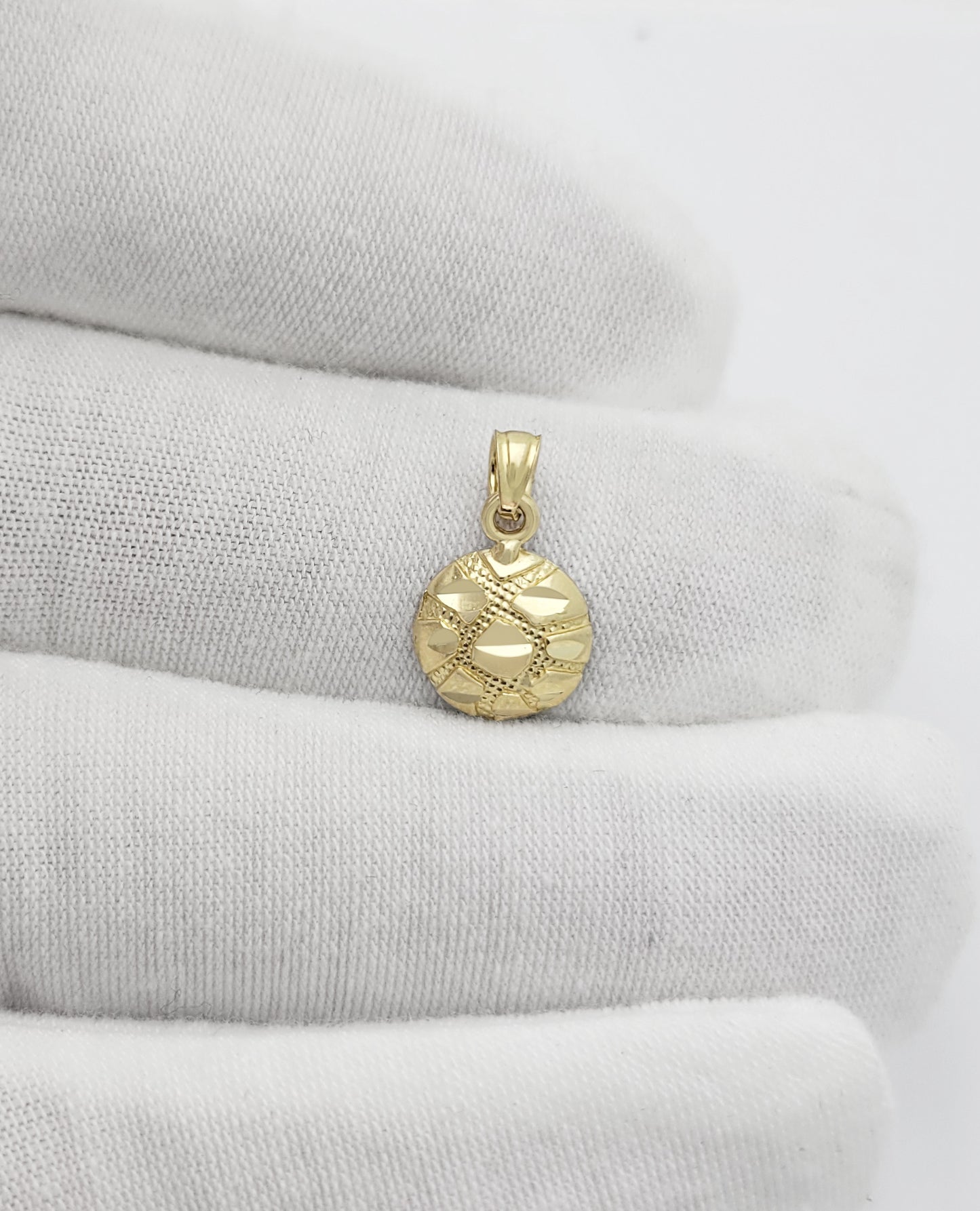 10k Yellow Gold Round Nugget Pendant Nugget Charm 10mm(0.4 inch) Diameter