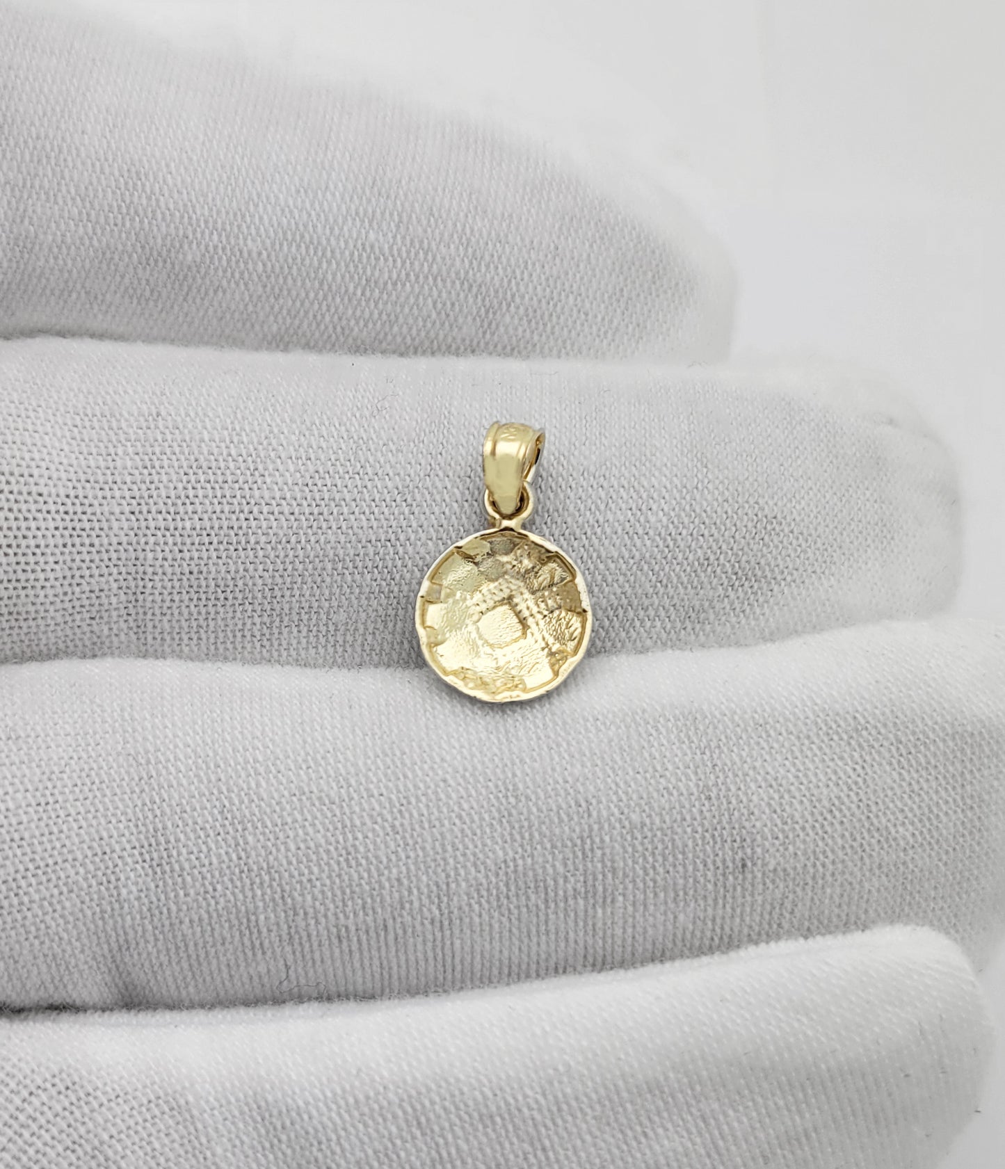 10k Yellow Gold Round Nugget Pendant Nugget Charm 10mm(0.4 inch) Diameter