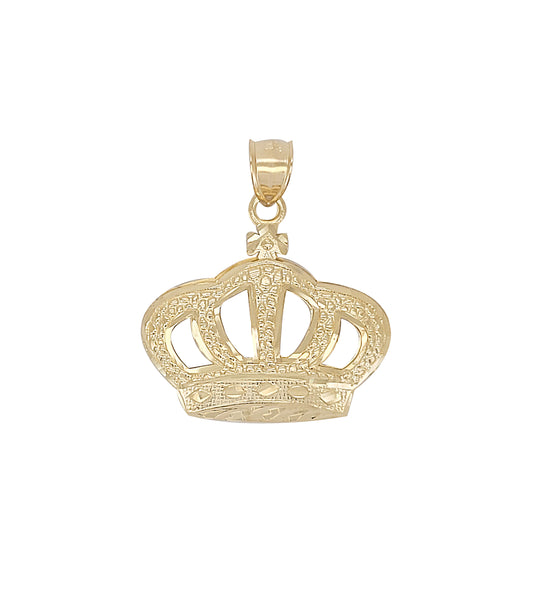 10K Yellow Gold Crown Pendant Crown Charm 1.1 in - Stunu jewelry
