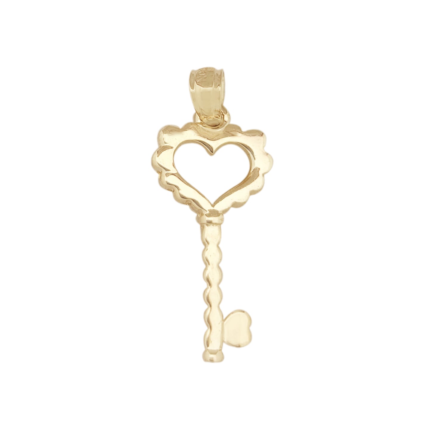 10K Yellow Gold Heart Key Pendant Key Charm