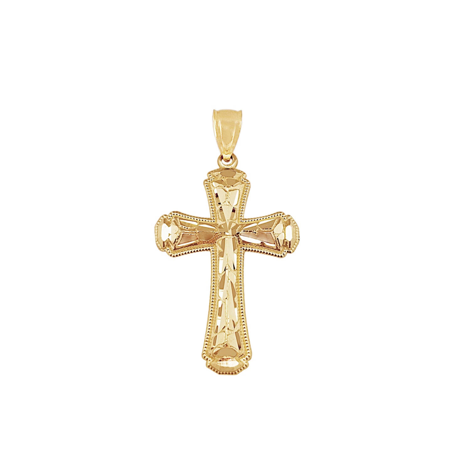 10k Yellow Gold Cross Diamond Cut Design Pendant