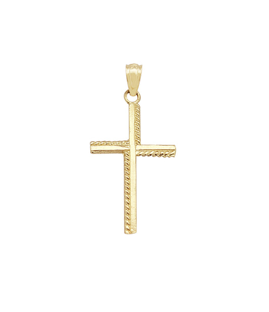 10K Yellow Gold Cross Pendant Cross Charm for Necklace Small Cross Diamond Cut