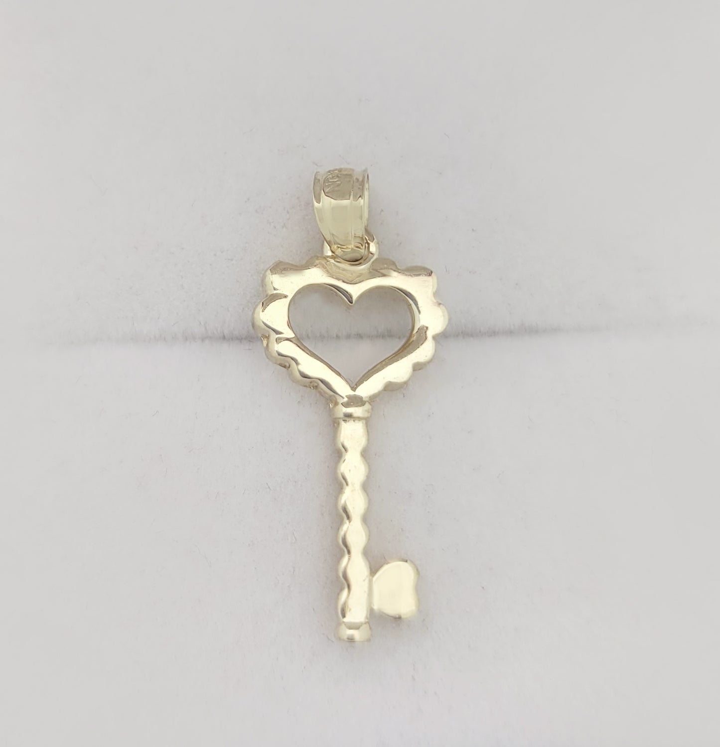 10K Yellow Gold Heart Key Pendant Key Charm