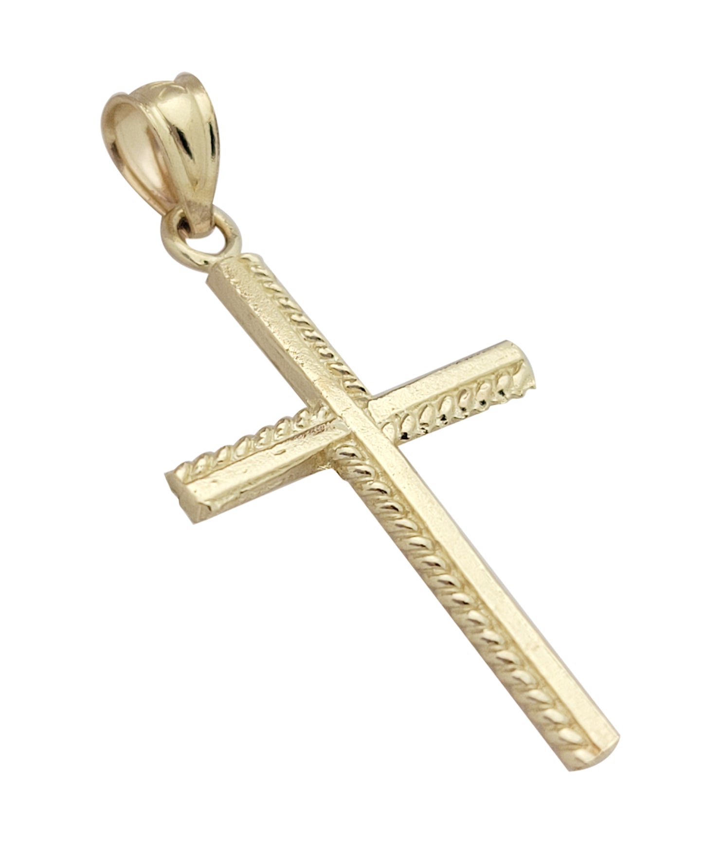 10K Yellow Gold Cross Pendant Cross Charm for Necklace Small Cross Diamond Cut