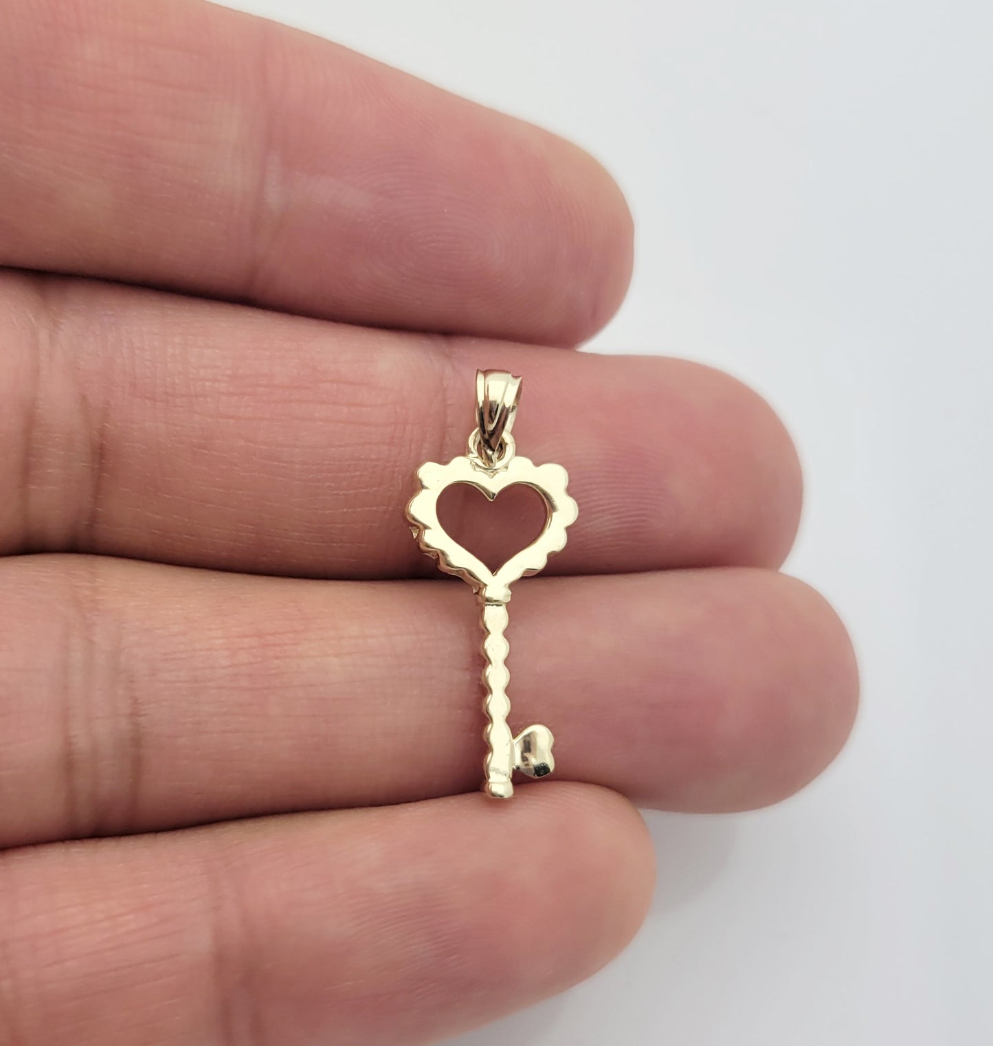 10K Yellow Gold Heart Key Pendant Key Charm