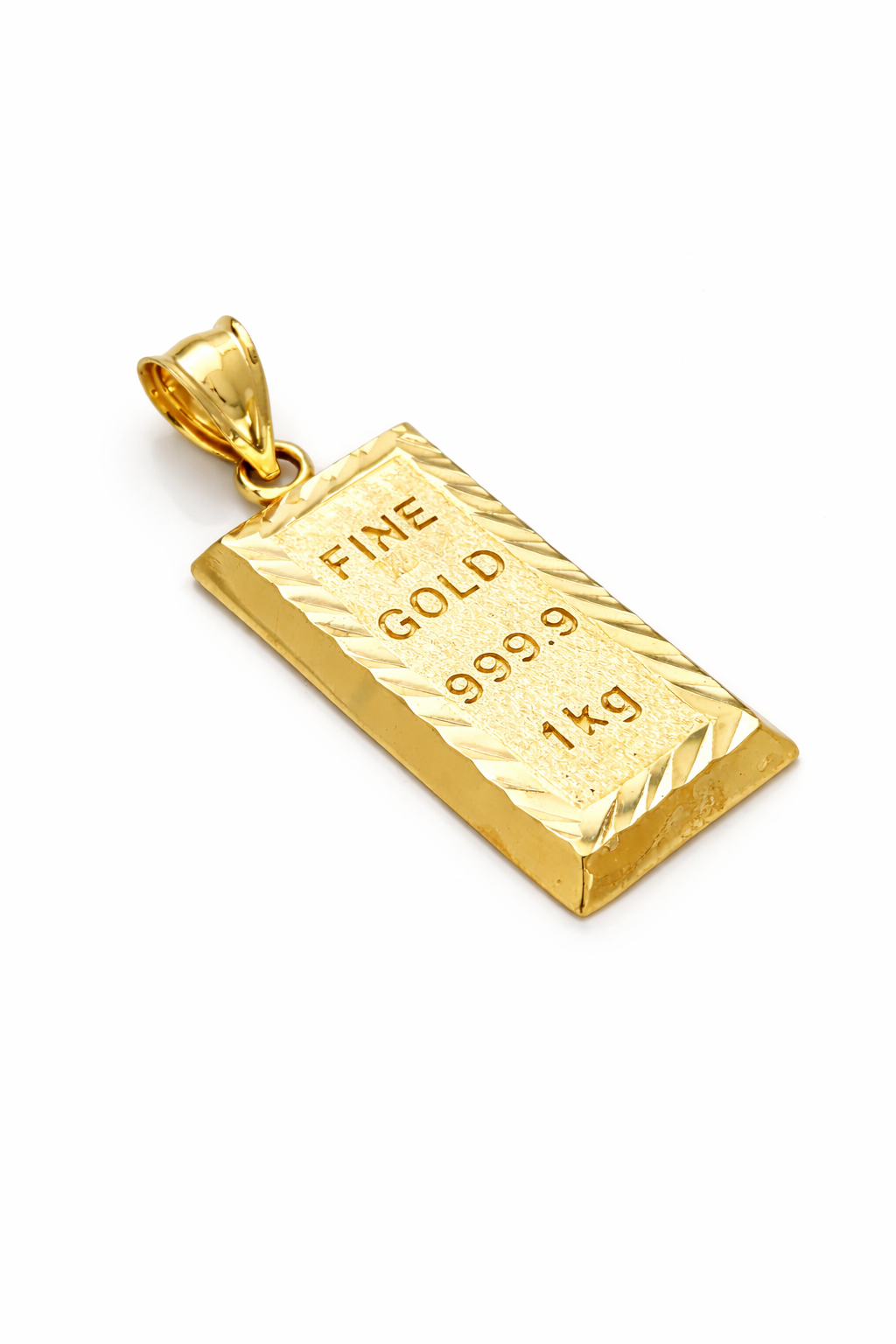 10K Yellow Gold Bar Shape Pendant Gold Bar Charm 1.4 in