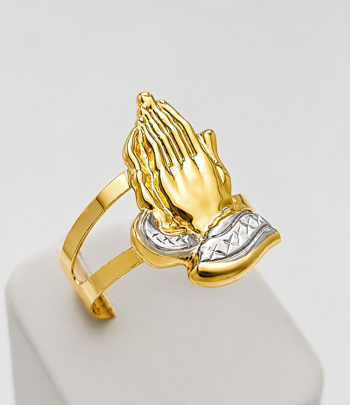 10K Yellow Gold Praying Hands Ring for Men