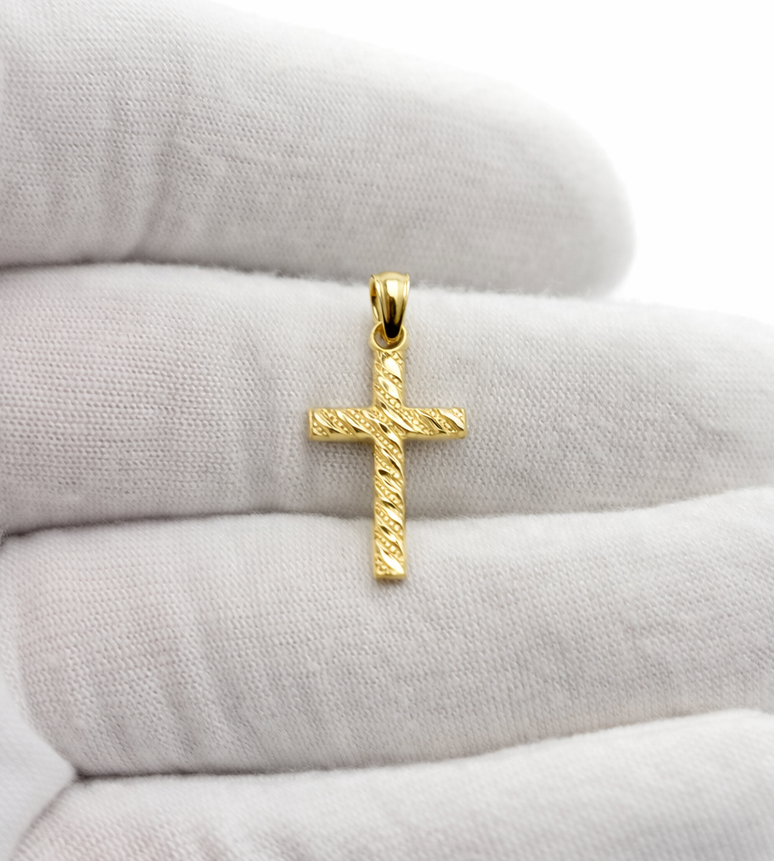 10k Yellow Gold Small Cross Pendant Gold Cross For Gold Necklace 1.0 inch